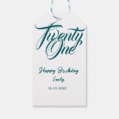 21st birthday add name date year blue template thi cadeaulabel (Achterkant)