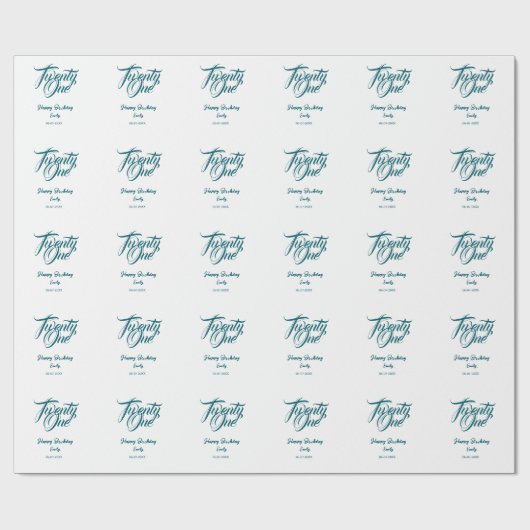 21st birthday add name date year blue template thi cadeaupapier (Vlak)