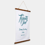 21st birthday add name date year blue template thi hangend wandkleed (Gebogen)