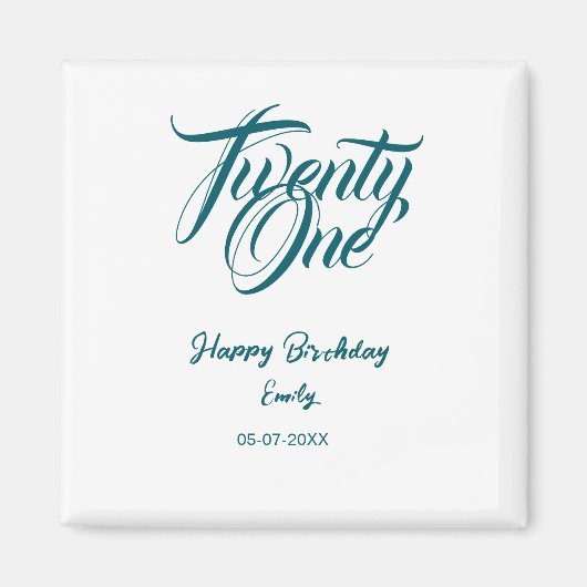 21st birthday add name date year blue template thi magneet (Voorkant)