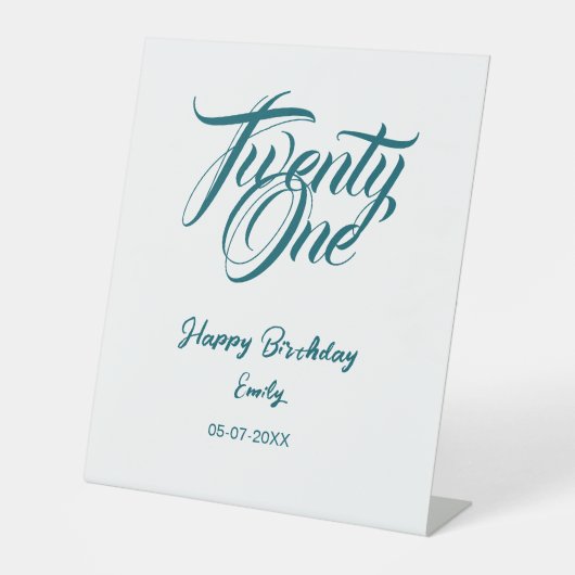 21st birthday add name date year blue template thi reclamebord met voetstuk (Voorkant)