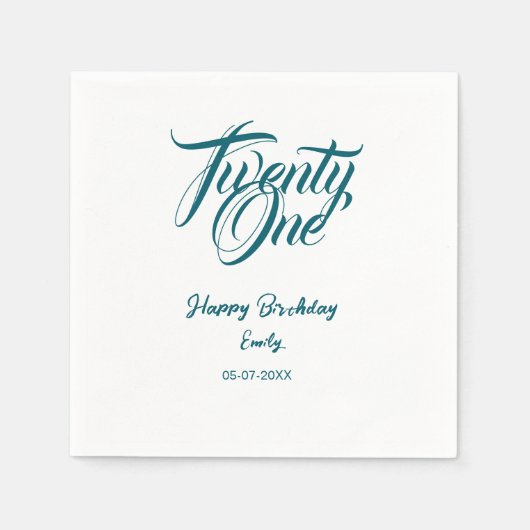 21st birthday add name date year blue template thi servet (Voorkant)