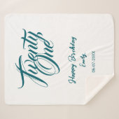 21st birthday add name date year blue template thi sherpa deken (Voorkant (horizontaal))