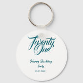 21st birthday add name date year blue template thi sleutelhanger (Achterkant)