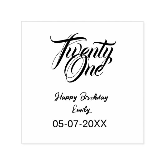 21st birthday add name date year blue template thi  zelfinktende stempel (Design)