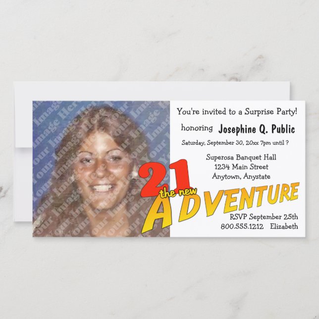 21st Birthday Adventure Party Photo Invitation (Voorkant)