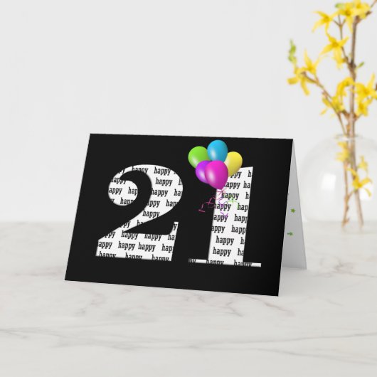 21st birthday balloon bouquet kaart (Gele Bloem)