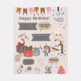 "21st birthday blanket. Woman" Fleece Deken