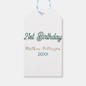 21st birthday blue orange stylish boho retro name  cadeaulabel (Voorkant)