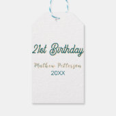 21st birthday blue orange stylish boho retro name  cadeaulabel (Achterkant)