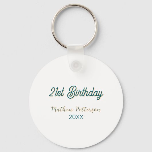 21st birthday blue orange stylish boho retro name  sleutelhanger (Achterkant)