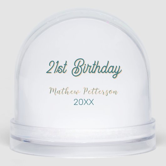 21st birthday blue orange stylish boho retro name  sneeuwbol (Voorkant)