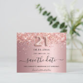 21st Birthday Blush Pink De datumkaart opslaan (Staand voorkant)