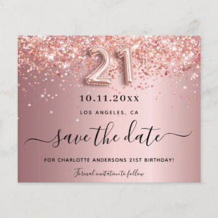 21st Birthday Blush Pink De datumkaart opslaan