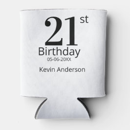 21st birthday bold letter name date simple man boy blikjeskoeler