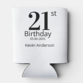 21st birthday bold letter name date simple man boy blikjeskoeler (Achterkant)