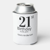 21st birthday bold letter name date simple man boy blikjeskoeler (Blikje Achterkant)
