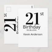 21st birthday bold letter name date simple man boy briefkaart (Voorkant / Achterkant)