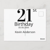 21st birthday bold letter name date simple man boy briefkaart (Achterkant)