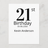 21st birthday bold letter name date simple man boy briefkaart (Voorkant)