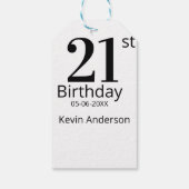 21st birthday bold letter name date simple man boy cadeaulabel (Achterkant)