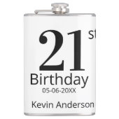 21st birthday bold letter name date simple man boy heupfles (Voorkant)