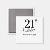 21st birthday bold letter name date simple man boy magneet (Voorkant / Achterkant)