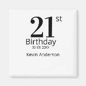 21st birthday bold letter name date simple man boy magneet (Voorkant)
