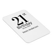 21st birthday bold letter name date simple man boy magneet (Rechterzijde)