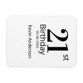 21st birthday bold letter name date simple man boy magneet (Horizontaal)