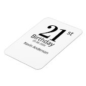 21st birthday bold letter name date simple man boy magneet (Linkerzijde)