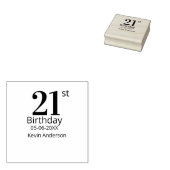 21st birthday bold letter name date simple man boy rubberstempel (Gestempeld)