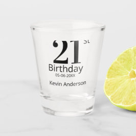 21st birthday bold letter name date simple man boy shot glas
