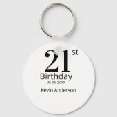 21st birthday bold letter name date simple man boy sleutelhanger (Voorkant)