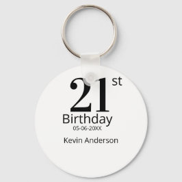 21st birthday bold letter name date simple man boy sleutelhanger