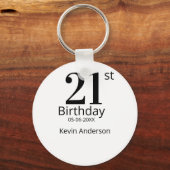 21st birthday bold letter name date simple man boy sleutelhanger (Achterkant)