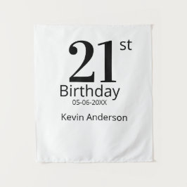 21st birthday bold letter name date simple man boy wandkleed