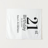 21st birthday bold letter name date simple man boy wandkleed (Voorkant (horizontaal))