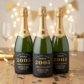 21st Birthday Born 2005 Add Name Black Gold Sparkling Wijnetiket