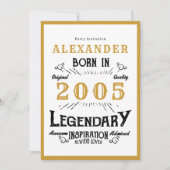 21st Birthday Born 2005 White Gold Legend Kaart (Voorkant)