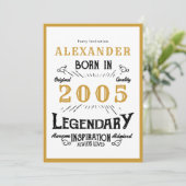 21st Birthday Born 2005 White Gold Legend Kaart (Staand voorkant)