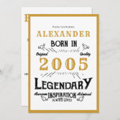 21st Birthday Born 2005 White Gold Legend Kaart (Voorkant / Achterkant)