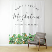 21st Birthday December Birth Flower Backdrop Wandkleed (In situ)