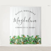 21st Birthday December Birth Flower Backdrop Wandkleed (Voorkant)