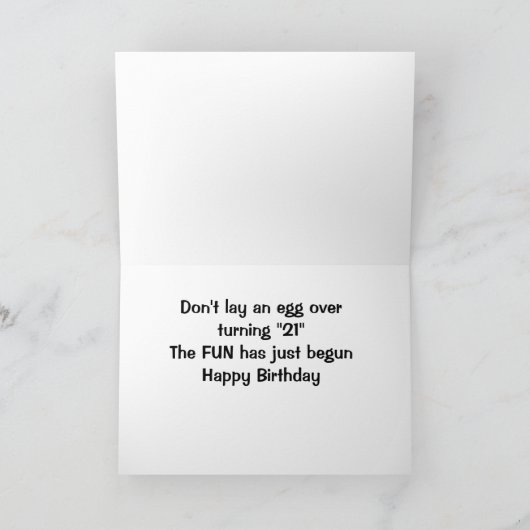 **21st BIRTHDAY** DON'T LAY AN EGG OVER IT! Card Kaart (Binnen)
