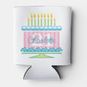 21st Birthday Floral Cake Cadeau Aangepaste naam Blikjeskoeler (Voorkant)