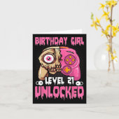 21st Birthday Girl Level 21 Ontgrendeld Videogame  Kaart (Gele Bloem)