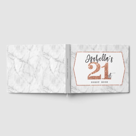 21st BIRTHDAY glam luxe koperen glitter ISABELLA Gastenboek (Volledig)