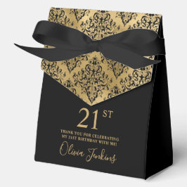 21st Birthday Gold Damask Thank You  Bedankdoosjes