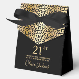 21st Birthday Gold Leopard Print Thank You  Bedankdoosjes